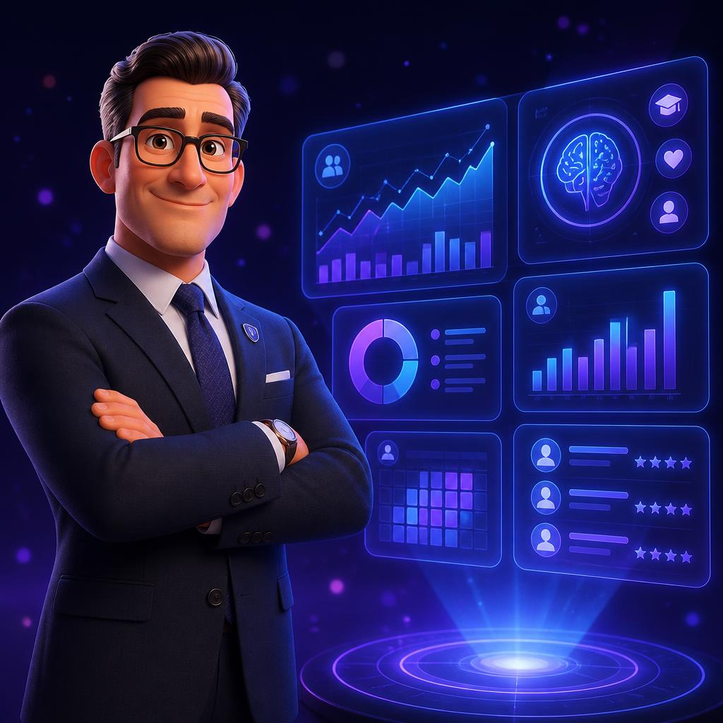 3D illustration representing the Academic Admin / Principal experience in EduXAI