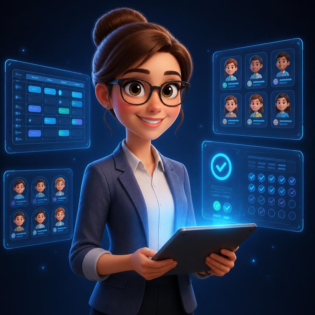3D illustration representing the Teacher / Staff / Professor experience in EduXAI